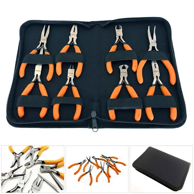 £14.99 • Buy 8pc Crv Mini Precision Pliers Set + Case Jewellery Making Crafts Electronics