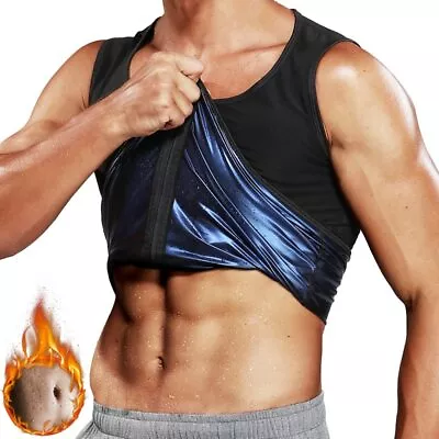 $30.79 • Buy Men's Sauna Heat Trapping Shirt Sweat Shaper Vest Weight Loss Waist Trainer Tops