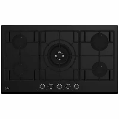 NEW Beko 90cm Black Tempered Glass Gas Cooktop BCT90GG1 • $911