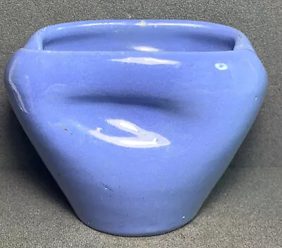 $30 • Buy Zanesville Stoneware Pinched Vase #F6 Blue Glaze, Arts & Crafts Pottery Mission