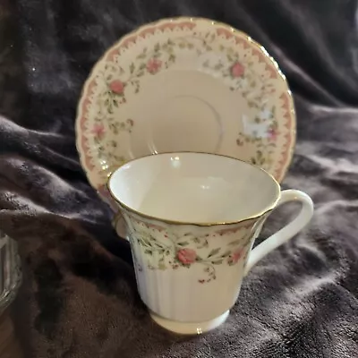 Petite MIKASA Footed Cup & Saucer Set L9808 With Pink Flowers Roses UNUSED • $9.07