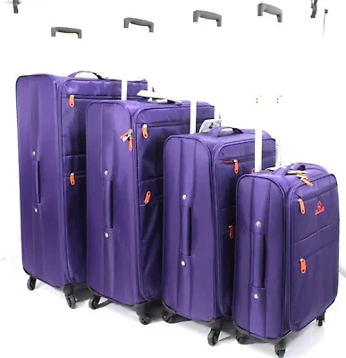 Set 4 Suitcases Under Seat 4 Wheel Large Luggage Trolley Lightweight Cabin Case • £27.99