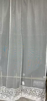 1 M Wide X 213 Cm Drop Lace Curtain LORETTA -WHITE -Ex Display Sample Rod Pocket • $5