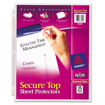 Avery Secure Top Sheet Protectors Super Heavy Gauge Letter Diamond Clear 25/Pack • $15.52