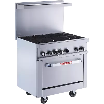 Patriot PT-R36 Commercial 6-Burner Natural Gas Range 36 W With Standard Oven • $1699