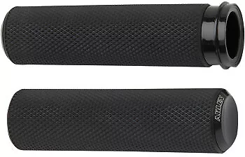 Arlen Ness Black Knurled Grips For 2008-2017 Harley Throttle-by-Wire 07-327 TBW • $60.18