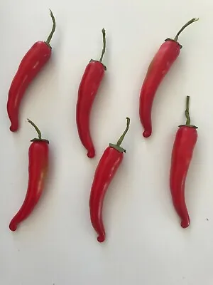 £6.99 • Buy Pack Of 6 Artificial Red Chillies 14 Cm - Chili Pepper Decorations Chilli