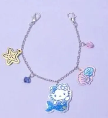 Sanrio Hello Kitty Seashell Mermaid Blue Charm Bracelet Bag Charms CUTE KAWAII • $15.99