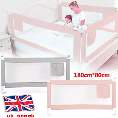 180*80cm Bed Guard Toddler Safety Child Bedguard Folding Sleeper Bed Rail-Gray • £16.79