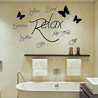 £8.49 • Buy Soak Relax Bathe Wall Art Sticker Quote Bathroom Bubbles Toilet Splish Splash CC