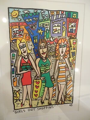 James Rizzi Framed “Girls Out Shopping   3-D 1995 Hand Signed & Numbered WOW ! • $893.75