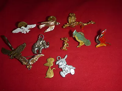 Lot 11 Vintage Brooch Lapel Pin Charms Bird Animal Themed Enamel Craft Military • $12.22