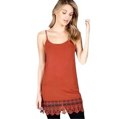 Monoreno Rust Kizzy Shirt Extender Cami With Crochet Hemline • $22.95