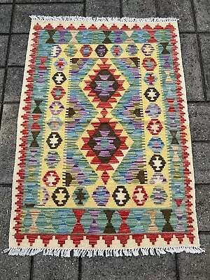 Handmade Afghan Turkish Kilim Floor Rug 105 X 83 Cm Wool Kilim Persian Deco Rugs • $77