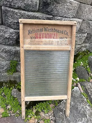 Antique National Washboard Co. No. 862 Top Notch USA Glass Ribbed Scrub Board • $33.79