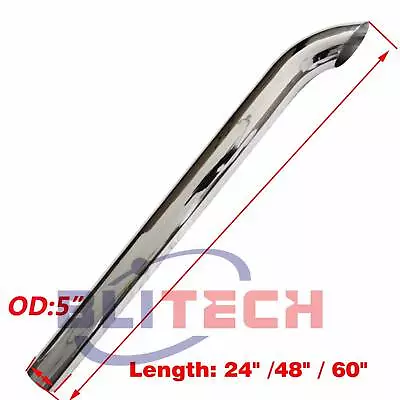 5 Chrome Truck Stack Pipe 5 Inch OD X 24  48  60  Length Exhaust Semi Truck Tube • $89.90