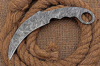 HUNTEX Custom Hand-Forged Damascus Steel 210 Mm Long Karambit Blank Blade Knife • $94.95