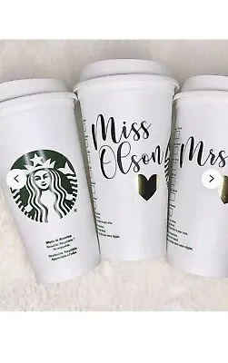 £10.99 • Buy Personalized Starbucks Coffee Tea Cup Reusable Plastic Tumbler Any Name + Heart