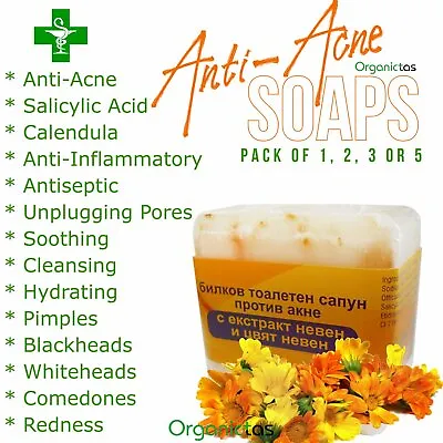 Anti-Acne Soap With Salicylic Acid & Calendula Acne Blackheads Pimples Etc. • £9.59