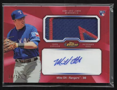 Mike Olt 2013 Topps Finest Rookie RC GU Jersey Patch Auto Red Refractor #16/25 • $19.99