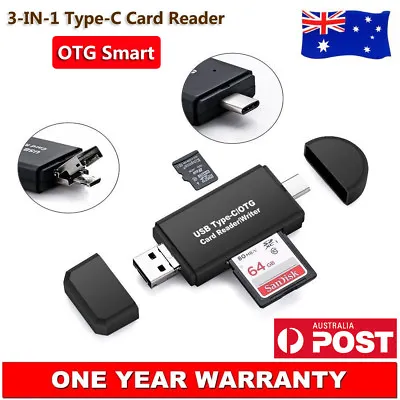 3in1 Micro USB Type-C OTG Card Reader SD TF Micro SD For Samsung Galaxy A54 A34 • $15.49