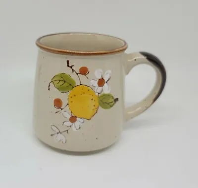 Vintage Hand-Painted Mug Lemon Tree Blooms Speckled Pottery Norleans (Korea) • $21.99