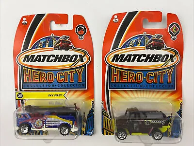 MATCHBOX HERO CITY #’s 35 & 63 Lot Of (2) Aqua Force All Terrain Fire Truck+ MHC • $14.95