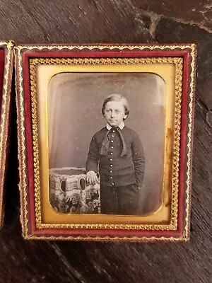 Antique Daguerreotype Photo Young Boy Standing * Full Union Case * 6th Plate • $158