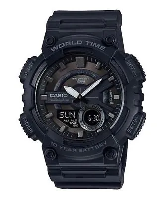 Casio AEQ110W-1BV Digital/Analog 3 Alarms 30 Telememo Resin World Time • $31.50