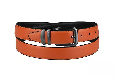 CONCITOR Reversible Belt Solid Colors & Black Bonded Leather Pewter-Tone Buckle • $18.95
