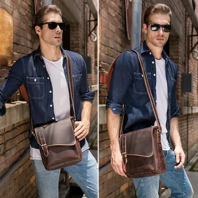 Vintage Men's Genuine Leather Sling Messenger Shoulder Bag Crossbody Satchel • $99.99