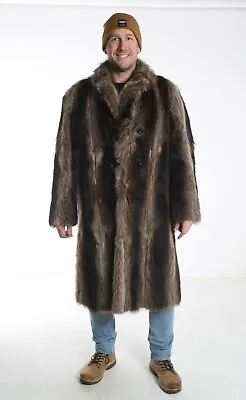 Size XL Stunning Raccoon Fur Men Full Length Coat [182] • $402.38