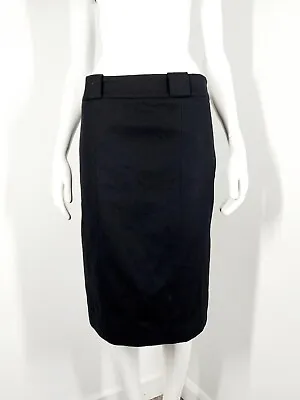 HELEN MCALINDEN Size 10 - Black 100% Wool Lined Knee Length Skirt Work WINTER • £16.99