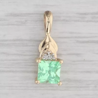 0.74ct Lab Created Green Sapphire Diamond Pendant 10k Yellow Gold • $39.99