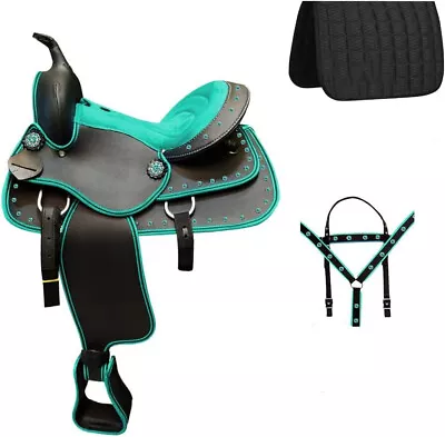 New Style Western Synthetic Pleasure Barrel Trail Horse Saddle & Tack Set Free • $348