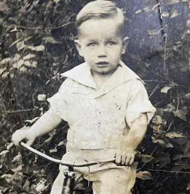 Buster Sparks Boy Tricycle Trike Bike Child Postcard RPPC Real Photo • $9