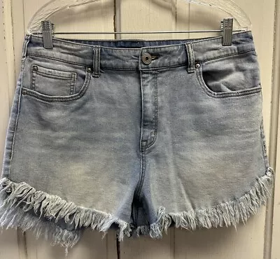 INC Light Wash Cut Off Fray Denim Shorts Size 14 • $14.95