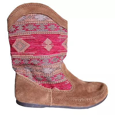 Minnetonka Women's Moccasin Southwest Boot 1573 Baja Brown Suede Leather Size 8 • $32.99