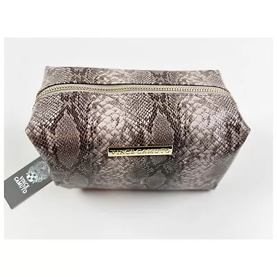 Vince Camuto Cosmetic Travel Pouch Makeup Bag Snakeskin Print Grey Zip Rectangle • $24.75