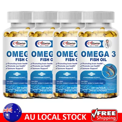 1-4Pack Omega 3 Fish Oil Capsules Triple Strength 3600mg EPA & DHA Joint Support • $38.99