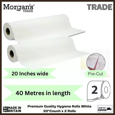 Premium Quality Hygiene Rolls White 20 Couch Salon Beauty Massage Medical 2Rolls • £10.55