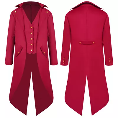 Mens Steampunk Jacket Uniform Irregular Goth Victorian Frock Suit Tailcoat Party • $34.03