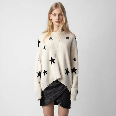 Zadig & Voltaire 100% Cashmere Loose Women's Knit Sweater Ripped Sweater • $76.52