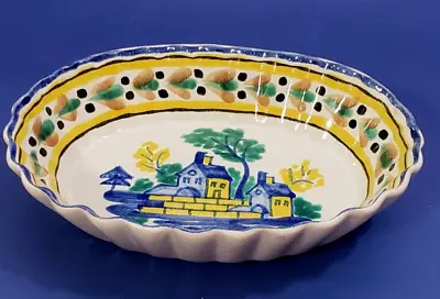 Mexican Serving Dish Bowl Made Of Terracotta Red Clay Folk Art Hand Painted • $18