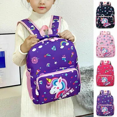 Personalised Kids Girls Rainbow Unicorn Rucksack Backpack School Shoulder Bag AU • $20.42