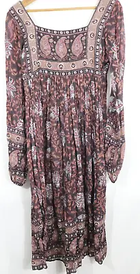 Vtg 70's Ritu Kumar By Judith Ann Indian Cotton Gauze Dress Size S Square Neck • $259.99