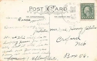1921 Roscoe Montana MT Postmark Population 49 Christmas Day Postcard  • $3.50