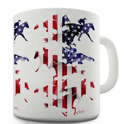 USA Horse Racing Collage Ceramic Novelty Mug • £9.99