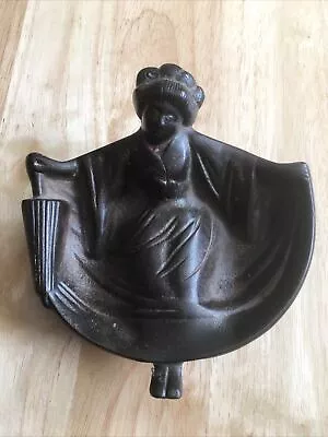 Antique Solid Bronze Naughty Geisha Calling Card Dish Over 600 Grams • £50