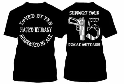 2 Sided Support Your Local Outlaws Biker Motorcycle MC T Shirt Tee Outlaw Gun • $21.99